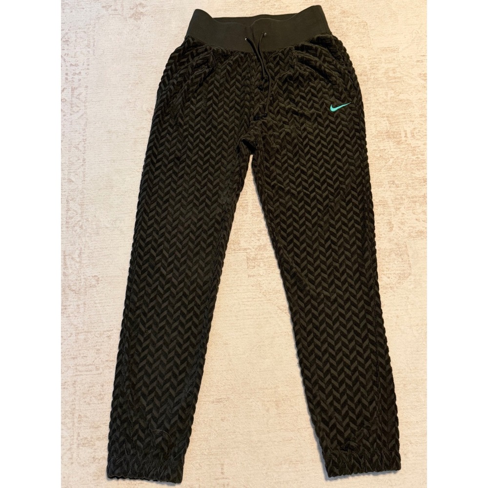 Nike Womens Textured Chevron Crop Top and Jogger Pants Set Olive Green Small - Picture 5 of 9